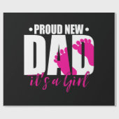 Proud New Dad Het is een meisje T-Shirts Cadeaupapier (Vlak)