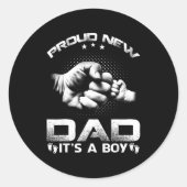 Proud New Dad It's A Boy  Ronde Sticker (Voorkant)