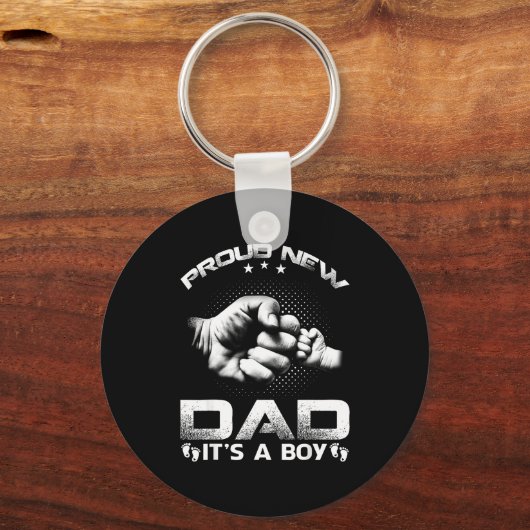 Proud New Dad It's A Boy  Sleutelhanger (Voorkant)