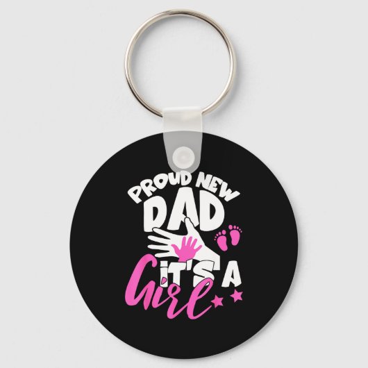 Proud New Dad It's A Girl Funny Pregnancy First Ti Sleutelhanger (Voorkant)