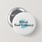 Proud New Grammy Baby Footprint Ronde Button 5,7 Cm (Voorkant /achterkant)