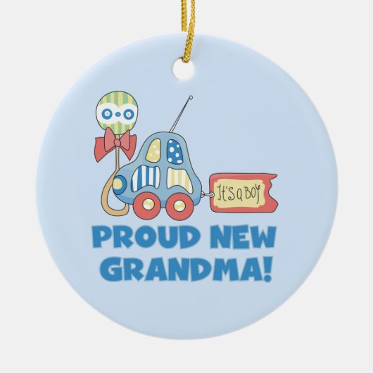 Proud New Grandma Het is een Jongen Gifts Keramisch Ornament (Voorkant)