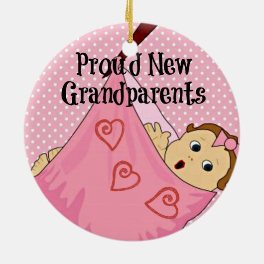 Proud New Grandouders - Roze Keramisch Ornament (Achterkant)