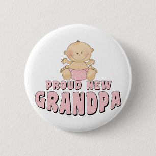 PROUD NEW Grandpa Girl Ronde Button 5,7 Cm