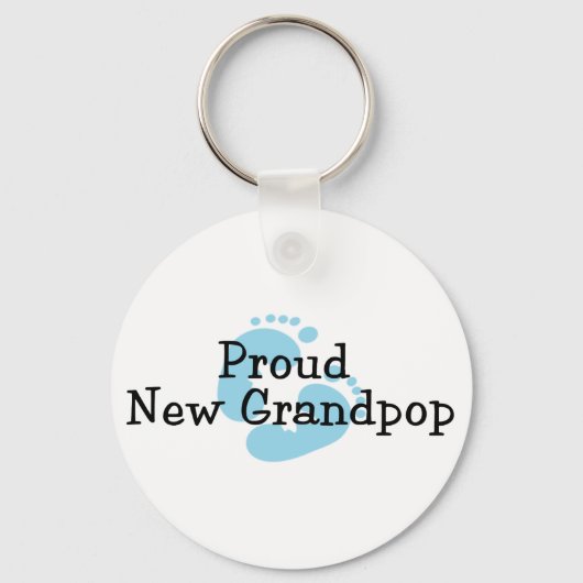 Proud New Grandpop Baby Footprint Sleutelhanger (Voorkant)