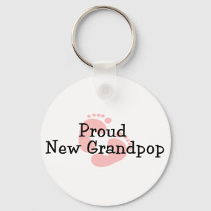 Proud New Grandpop Baby Girl Footprint Sleutelhanger