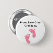 Proud New Great Grandpaw Ronde Button 5,7 Cm (Voorkant /achterkant)