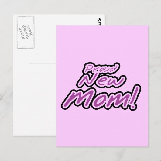Proud New Mam Paarse Text Tshirts en Gifts Briefkaart (Voorkant / Achterkant)