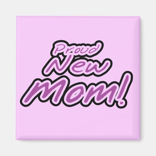 Proud New Mam Paarse Text Tshirts en Gifts Magneet (Voorkant)
