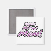 Proud New Mam Paarse Text Tshirts en Gifts Magneet (Voorkant / Achterkant)