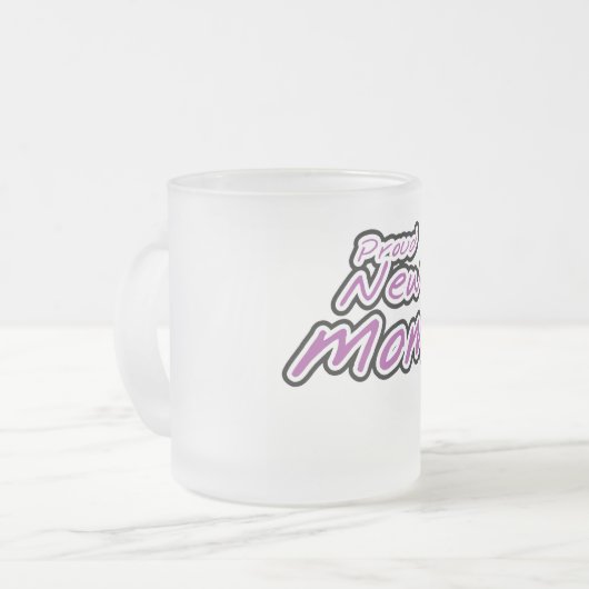 Proud New Mam Paarse Text Tshirts en Gifts Matglas Koffiemok (Voorkant links)