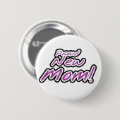 Proud New Mam Paarse Text Tshirts en Gifts Ronde Button 5,7 Cm (Voorkant /achterkant)