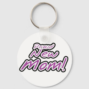 Proud New Mam Paarse Text Tshirts en Gifts Sleutelhanger