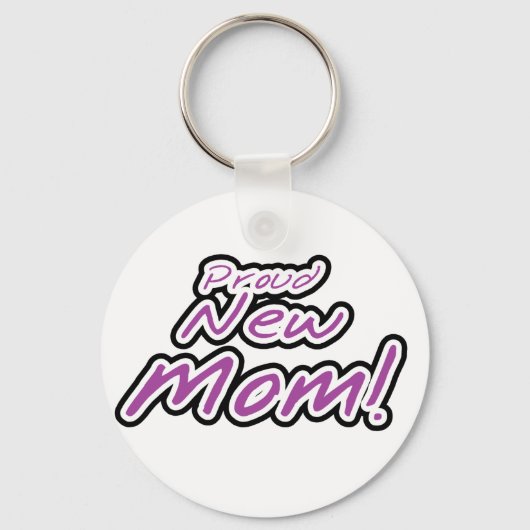 Proud New Mam Paarse Text Tshirts en Gifts Sleutelhanger (Voorkant)