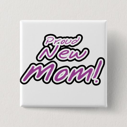 Proud New Mam Paarse Text Tshirts en Gifts Vierkante Button 5,1 Cm (Voorkant)