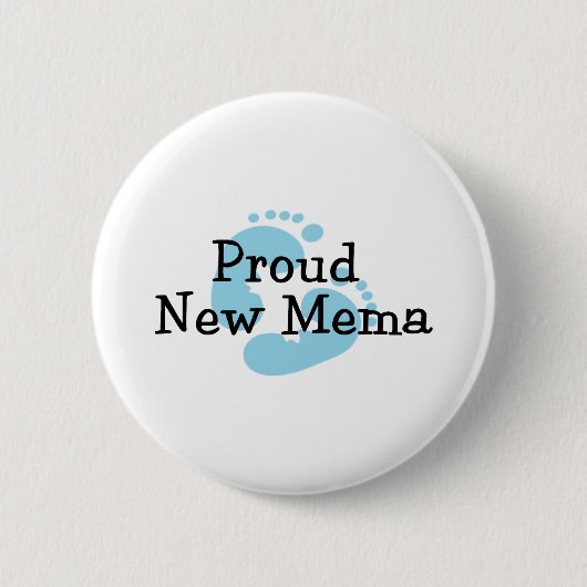 Proud New Mema Baby Footprint Ronde Button 5,7 Cm (Voorkant)