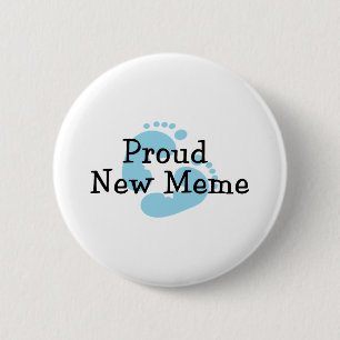 Proud New Meme Baby Boy Footprint Ronde Button 5,7 Cm
