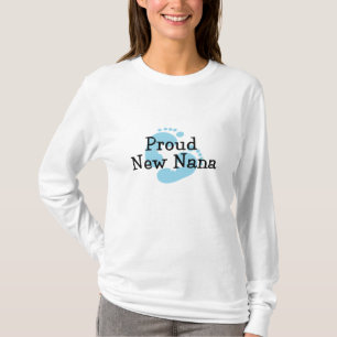 Proud New Nana Baby Boy Footprint T-shirt