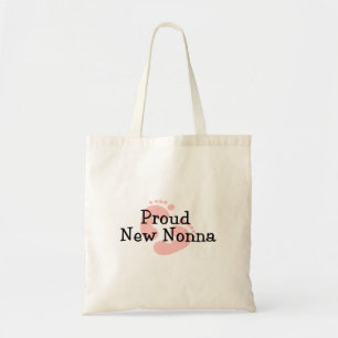 Proud New Nonna Baby Girl Footprint Tote Bag