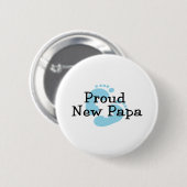 Proud New Papa Baby Footprint Ronde Button 5,7 Cm (Voorkant /achterkant)