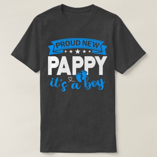 Proud New Pappy Het is een jongen die Mannen vrouw T-shirt (Design voorkant)