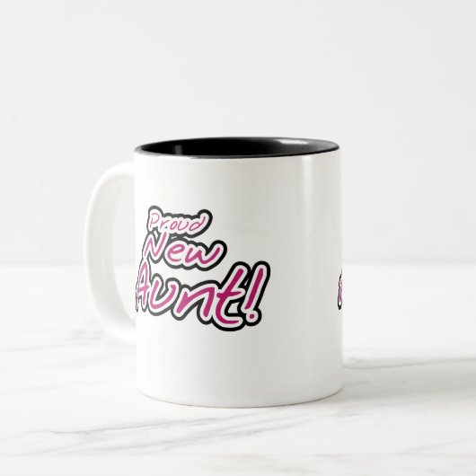 Proud New tante Tweekleurige Koffiemok (Voorkant links)