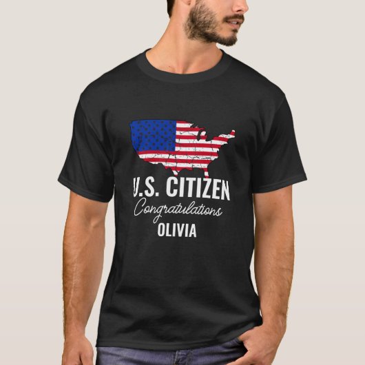 Proud New U.S. Citizen – American Map Citizenship T-shirt (Voorkant)