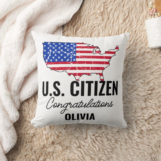 Proud New U.S. Citizen – American Map  Kussen (Deken)