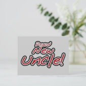 Proud New Uncle - Rode en zwarte tekst Briefkaart (Staand voorkant)