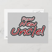 Proud New Uncle - Rode en zwarte tekst Briefkaart (Voorkant / Achterkant)