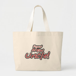 Proud New Uncle - Rode en zwarte tekst Grote Tote Bag