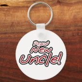 Proud New Uncle - Rode en zwarte tekst Sleutelhanger (Voorkant)