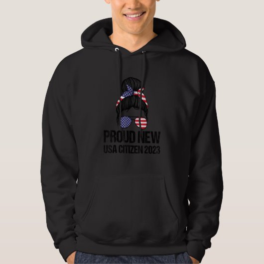 Proud New USA Citizen 2023 Citizenship American fl Hoodie (Voorkant)