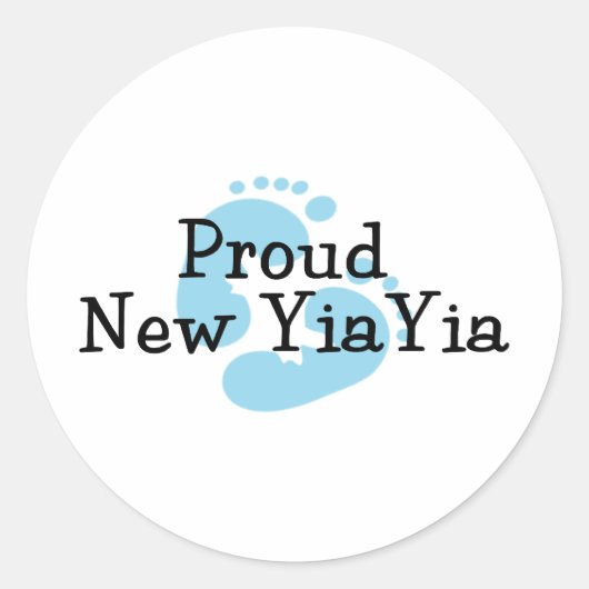 Proud New Yiayia Baby Footprint Ronde Sticker (Voorkant)