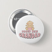 PROUD     NEWGrandad Girl Ronde Button 5,7 Cm (Voorkant /achterkant)