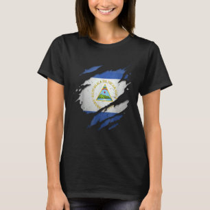 Proud Nicaraguan Torn Ripped Nicaragua Flag T-shirt