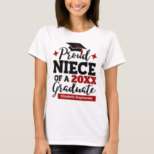 Proud Niece of a 2022 afstuderen zwarte rode tasse T-shirt