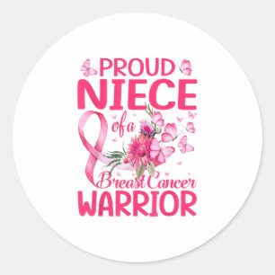 Proud Niece of a Breast Cancer Warrior Aware Ronde Sticker