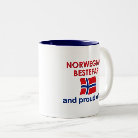 Proud Norway Bestefar (grootvader) Tweekleurige Koffiemok (Voorkant rechts)