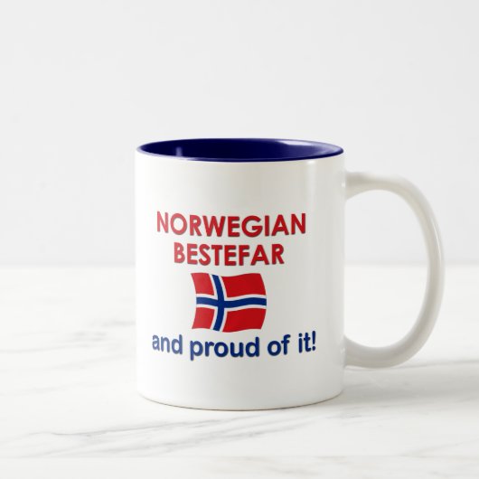 Proud Norway Bestefar (grootvader) Tweekleurige Koffiemok (Rechts)