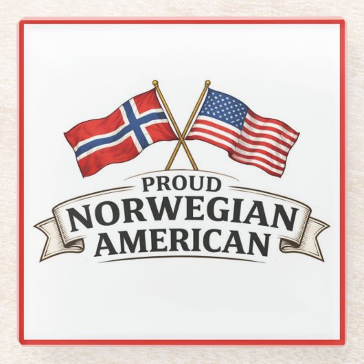 Proud Norwegian American Glass Coaster Glazen Onderzetter (Voorkant)
