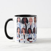 Proud Nurse Mama - Floral Baby Footprint Design Mok (Links)