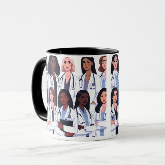 Proud Nurse Mama - Floral Baby Footprint Design Mok (Voorkant links)