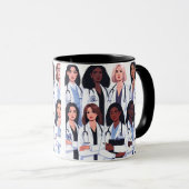 Proud Nurse Mama - Floral Baby Footprint Design Mok (Voorkant rechts)