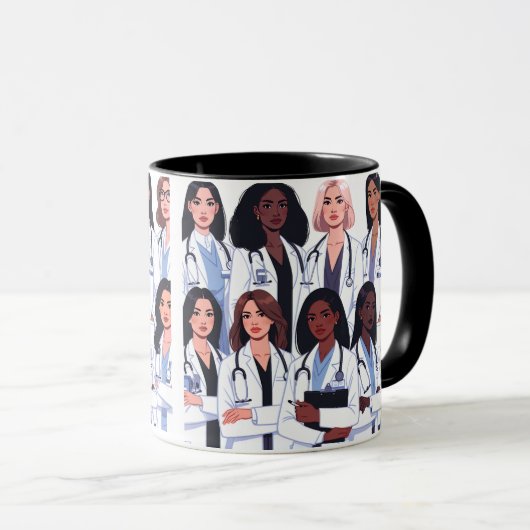 Proud Nurse Mama - Floral Baby Footprint Design Mok (Voorkant rechts)