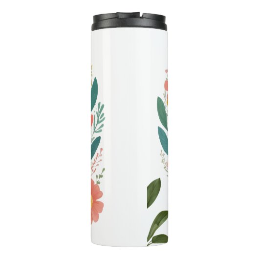 Proud Nurse Mama - Floral Baby Footprint Design Thermosbeker (Achterkant)