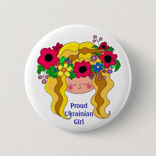 Proud Oekraïens meisje Folk Art Ronde Button 5,7 Cm (Voorkant)