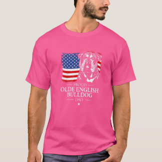 Proud Olde English Bulldog Dad American Flag Patri T-shirt