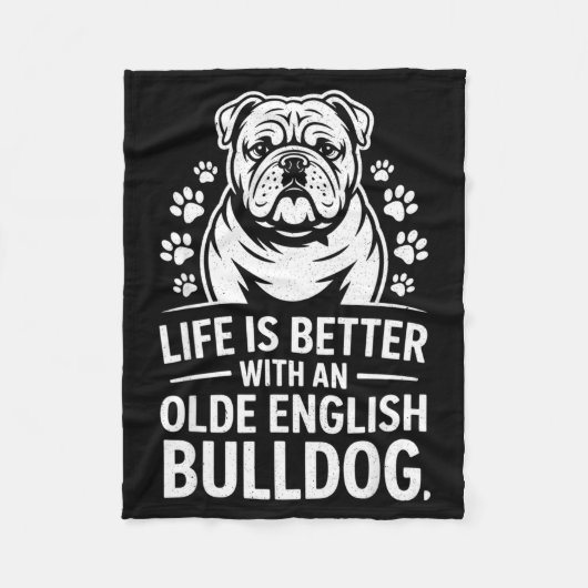 Proud Olde English Bulldog Life Is Better Dog Funn Fleece Deken (Voorkant)