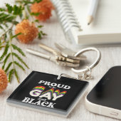 Proud om homo- en zwarte LGBT-trots te zijn Sleutelhanger (Voorkant Rechts)
